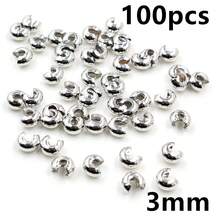 100颗铜圆盖压接端珠 3 4 5mm 止动隔珠，适用于DIY珠宝制作配件 - crimp beads - 查看 28