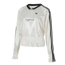Áo thun dài tay dáng rộng, bèo nhún, phong cách thường ngày, màu trắng ngọc bích của adidas Originals. - Hanyu White - Xem 5