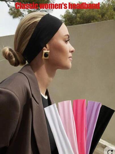 5 件套吸汗运动头带，透气网眼设计，中性色，可重复使用，可水洗，吸汗，防滑，是跑步、瑜伽、健身和运动爱好者的理想礼物。