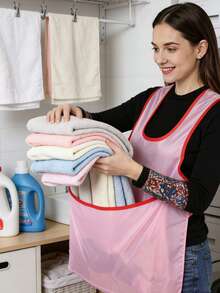 Delantal multifuncional con ganchos para ropa, delantal para secar, percha portátil, delantal con cuerda para tender ropa, delantal colgante para estudiantes - A - Ver 2