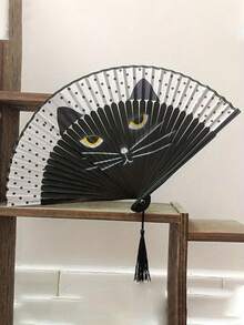 Quạt xếp hình mèo siêu dễ thương, quạt tre thời trang dành cho phái nữ mùa hè, với thiết kế hoạt hình vẽ tay. Quạt tre hình mèo hoạt hình cán sơn mài, lụa, vẽ tay sáng tạo, quạt xếp tre Nhật Bản dành cho nữ. Quạt xếp sơn mài Nhật Bản với hình mèo vẽ tay. - Nhiều màu - Xem 4