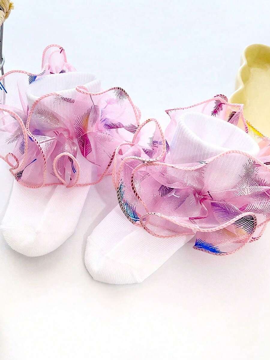 1双荷叶边公主芭蕾舞袜，适合婴儿/幼儿/儿童 - 彩色 - 查看 1