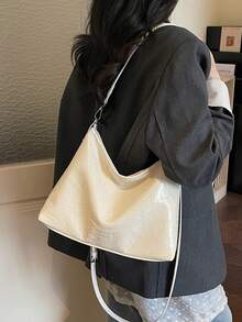 Túi xách cỡ lớn sang trọng, thoải mái, kiểu dáng tối giản, thời trang mới mùa xuân/hè, thích hợp cho người đi làm, đeo vai và đeo chéo. - Màu be - Xem 3