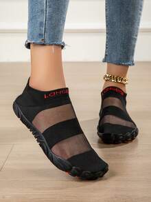 女士夏季户外涉水鞋、钓鱼鞋、漂流沙滩鞋、网面透气水鞋、游泳鞋、泳池鞋、室内瑜伽健身鞋 - 黑色 - 查看 4