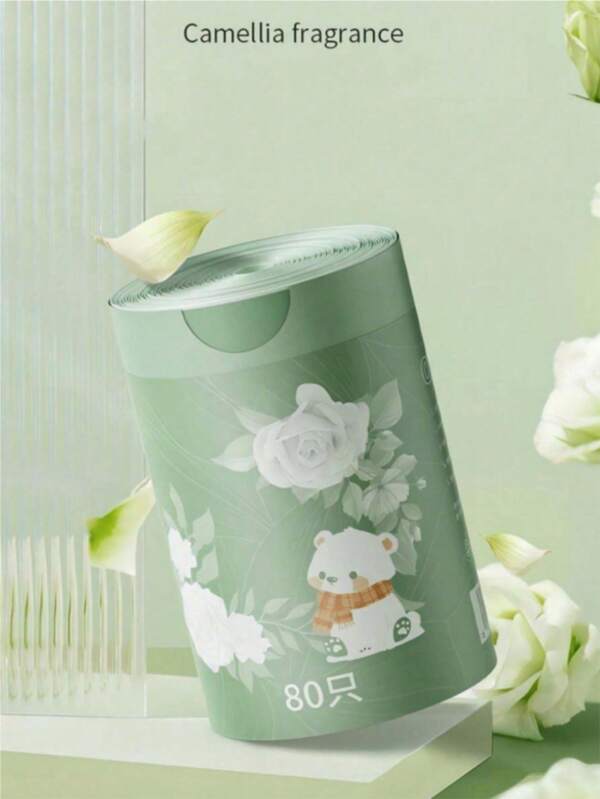 加厚抽绳垃圾袋 - 加厚便携式聚乙烯垃圾袋，适用于厨房、浴室、卧室和客厅，家居收纳 | 时尚设计 | 抽绳封口，带垃圾袋分配器