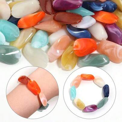 20 hạt/gói hạt acrylic hình đám mây hai màu bất đối xứng, hạt giả đá quý dùng để làm trang sức DIY, phụ kiện vòng tay.