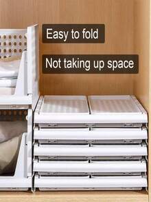 1 pieza Estantería apilable multicapa, caja de almacenamiento con cajón para ropa, toallas, ropa de cama, bolsas, papelería, especias de cocina, ropa sucia del baño, organizador ahorra espacio para armario, gabinete, estantería - Multicolor - Ver 6