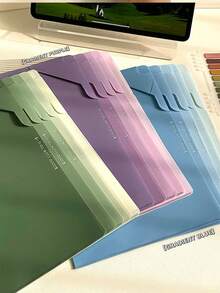 5pcs A4 Size Non-Slip Gradient Color L-Shaped Wide Opening Student Folders, Can Store Test Papers, Documents And More - Baffle Type - View 1