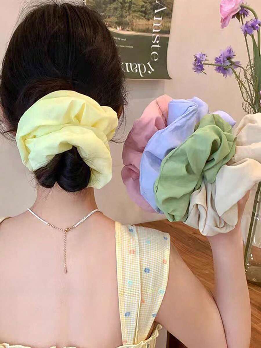 FURDANXINYI 1. 奶油色蓬松海绵大号编织发夹，可扎丸子头 - 这是一款甜美、简约、百搭的发饰，适合日常佩戴。马尾辫发圈，夏季、假日、旅行必备