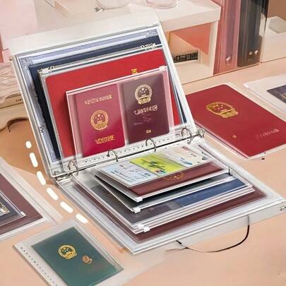 A4/B5 Size Home File Storage Bag With Loose-Leaf Binder, Suitable For Certificates, Bills, Documents And Property Deeds, Comes With File Sleeves