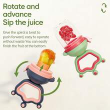 1pc Rotating Push-Type Baby Fruit & Vegetable Feeder, Infant Teething Silicone Mesh Bag Food Tool - Multicolor - View 3