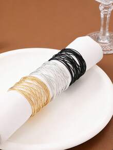 2/6pcs, Minimalist Iron Wire Napkin Rings, Suitable For Wedding Parties, Holiday Celebrations, Picnic Camping, Country Gatherings, Birthday Banquet Table Decor Napkin Rings, Minimalist Napkin Holders - Multicolor - View 3