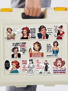 50pcs Retro Women's Quotes Sticker Creative Cool Decal For Diary Fridge Closet Wallet Backpack Envelope Label Magazine Decal Sticker DIY Gift (Not Easy To Fall Off) Stickers Scrapbook Supplies Stationery Funny Stickers - 1 Set - View 9