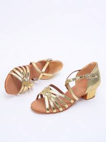 一双金色带子拉丁舞鞋 - 金色 - 查看 9