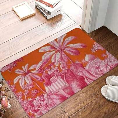 Flannel Pink And Orange Doormat Polyester Floor Mat Durable Carpet Kitchen Entrance Rugs Mats Bathroom Non-Slip Footpad