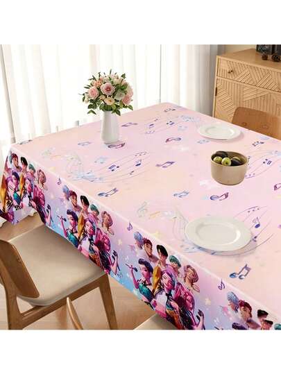 K-Pop, Anime & Movie Themed Birthday Party Disposable Tablecloth Set, Cute Party Decorations Suitable For Girls Birthday Gathering And Events