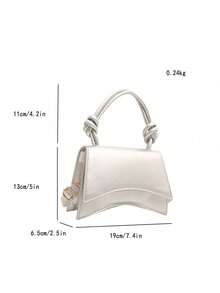 Fashion Mini Commuter Convenient PU Material Design Women's Handheld Square Bag - Silver - View 3