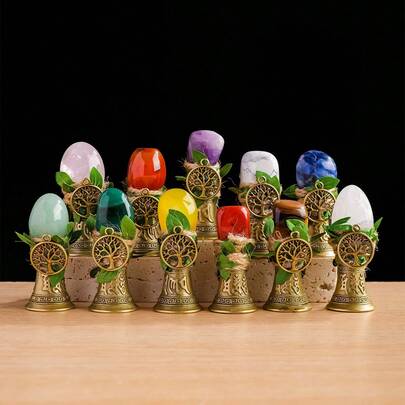 1 pieza Campana de bronce con cristal natural de energía - Campana de cobre para sanación Reiki para decoración del hogar, regalo de Navidad y recuerdo