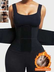 1pc Women's Waist Trainer, High Compression Adjustable Waist Cincher, 3-Layer Wrap Shapewear, Suitable Various Occasions, Gym Use - 黑色 - 查看 13