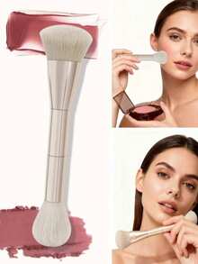 2-In-1 Blush Brush, Angled Blush Brush, Round Blush Brush, Powder Brush, Makeup Brushes For Women - Rose Gold - View 5