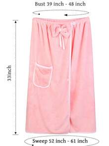 1件装浴袍，女士浴袍，可调节扣合，含干发毛巾和SPA浴巾 - 粉色 - 查看 3