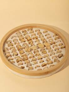 3/6/9/12/16/24件装不锈钢18K镀金极简几何开口戒指，金色时尚日常佩戴女士戒指（随机发货） - 金色 - 查看 10