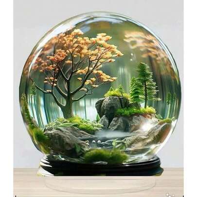 奢华2D亚克力微缩花园摆件，禅意风景桌面摆件，热门跨境家居装饰