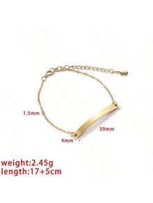 1pc Engraved Bracelet With Name Gifts For Mom Her Personalized Friendship Bracelet Inspirational Best Friend Gift Birthday Gift Minimalist - Multicolor - View 4