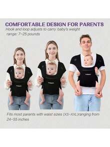 Baby Carrier Newborn To Toddler, Cozy Baby Wrap Carrier, Ergonomic Newborn Carrier With Waist Support - Black - View 4