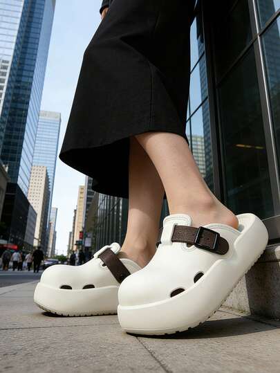 1 đôi dép lê nữ thời trang đa năng đế EVA màu trơn chống trơn, thích hợp cho mùa xuân/hè.