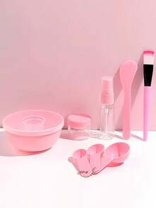 11pcs Facial Mask Beauty Tool Set, Including Bow Headband, Wristband, Mask Bowl For Women - Multicolor - View 3