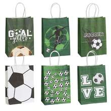 6/24pcs Football Themed Paper Bags, Football Shaped Candy Bags, Suitable For Football Theme Children & Adult Birthday Party Decorations - 334 - View 1