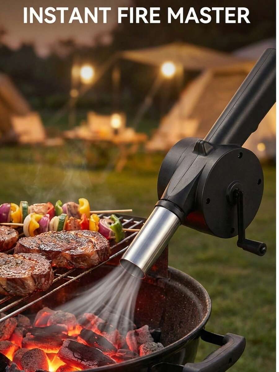 1pc Portable Hand-Cranked BBQ Fan, Outdoor Barbecue And Camping Manual Charcoal Starter, Heat-Resistant Flame Blower, Hand-Cranked BBQ Fan Manual Charcoal Starter Manual BBQ Fan Flame Blower Portable Starter BBQ Air Blower