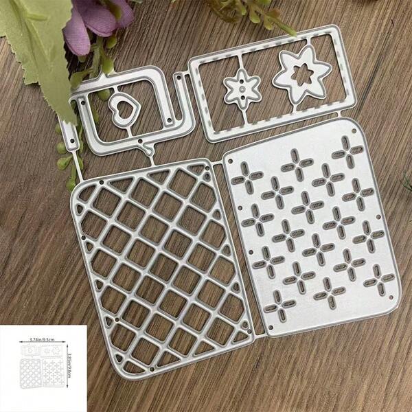 3D Background Frame Metal Cutting Dies, Scrapbooking Tools, Carbon Steel Embossing Template For Paper Card Making, Photo Album Art, Handicrafts (Rhombus Layered Design)