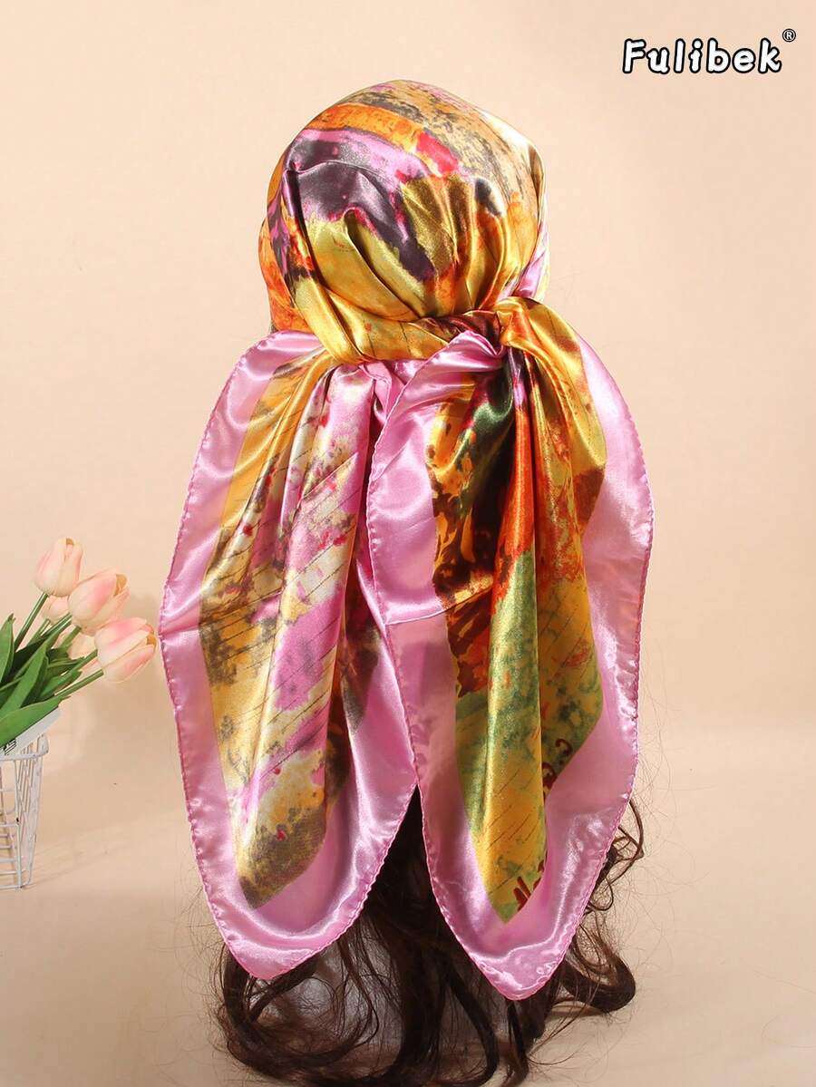 1 chiếc khăn quàng cổ/khăn bandana in họa tiết dài 90cm, phụ kiện thời trang nữ phù hợp cho bãi biển, kỳ nghỉ và sinh hoạt hàng ngày, giúp làm nổi bật trang phục của bạn trong dịp lễ. - Hồng - Xem 1