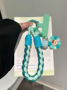 4-Strand Thick Cotton Rope Creative Sun Doll Woven Phone Lanyard, Short Wrist Style, Sturdy Anti-Lost Phone Charm - Multicolor - View 15