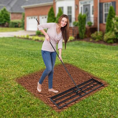 Heavy Duty Lawn Leveling Rake With Long Adjustable Handle 180° Rotatable Garden Leveler Tool For Lawn Yard Golf Course And Farm Soil Levelling