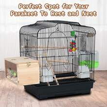 Parakeet Nesting Box Transparent Bird House For Cage Natural Wood Breeding Box For Parrot Parakeet Cockatiel Lovebirds Budgie Conure And Other Small Birds - Horizontal Breeding Box - View 6