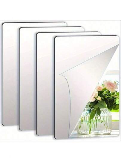 10 Miếng Gạch Gương Linh Hoạt Tự Dính - Gương nhựa trang trí, Thích hợp trang trí tường nhà và trường học, dày 2mm, Miếng dán, Hình dán tường, Hình dán vinyl, Dùng để trang trí nhà cửa, trang trí mùa xuân, Làm cho ngôi nhà của bạn trông hoàn toàn mới, Miếng dán trang trí Rama Gương dán tường Trang trí phòng Gương treo tường, Thích hợp trang trí phòng ngủ, phòng tắm, phòng khách