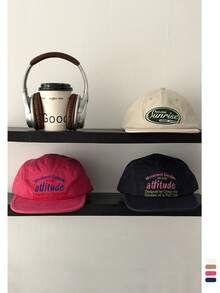 复古字母棒球帽，学生百搭短檐可调节帽，撞色平檐帽，小众撞色平檐可调节帽，柔软帽冠大Logo刺绣字母街头时尚棒球帽，非常显脸小 - 彩色 - 查看 5