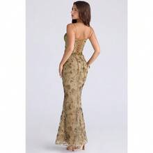Fashionable New Women's Dress, Elegant And Graceful, Low-Cut Sleeveless, Sexy Backless Lace-Up Dress - 橄欖青銅色 - 查看 4