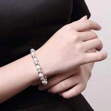925 Silver Plated Smooth Matte Beaded Chain Bracelet Fashion Charm Wedding Party For Women Jewelry Gifts - Silver - View 3