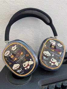 1个可爱小狗图案保护套，兼容苹果Max耳机，透明盖 - 彩色 - 查看 3