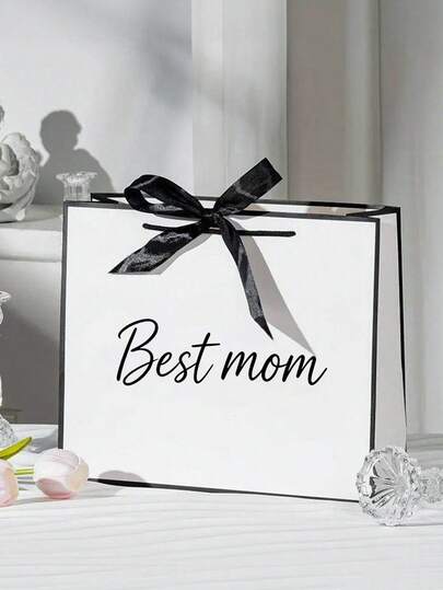 1Pc Best Mom Gift Bags, Mother's Day Decoration Gift Wrap Bag, Mama Letters Print Tote Bag, Fashion Birthday Gift Wrap Bag For Mom, Lightweight Foldable Shopping Handbag, Portable Travel Bag Shopping Bag, Mother's Day Gifts