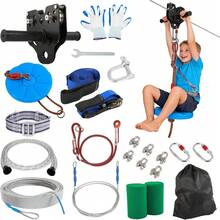 GCCSJ Zip Line Kit For Backyard,100FT Zip Line Kit For Backyard - 400LBS Capacity Heavy Duty Zipline For Kids & Adults With Safety Harness & Removable Trolley | Professional Outdoor Adventure Set With Quick-Tighten System & Thickened Seat,Easy Install ,The Best Birthday GiftGifts For Kids - 100 Feet - View 10