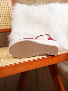Women's Comfortable Non-Slip Buckle Round Toe Platform Wedge Shoes, Spring/Summer - Burgundy - View 4