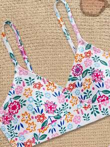 Bộ bikini dệt kim cổ chữ V in họa tiết dành cho bé gái tuổi teen, 2 món đồ bơi thích hợp cho bãi biển, bơi lội, kỳ nghỉ hè. - Nhiều màu - Xem 3
