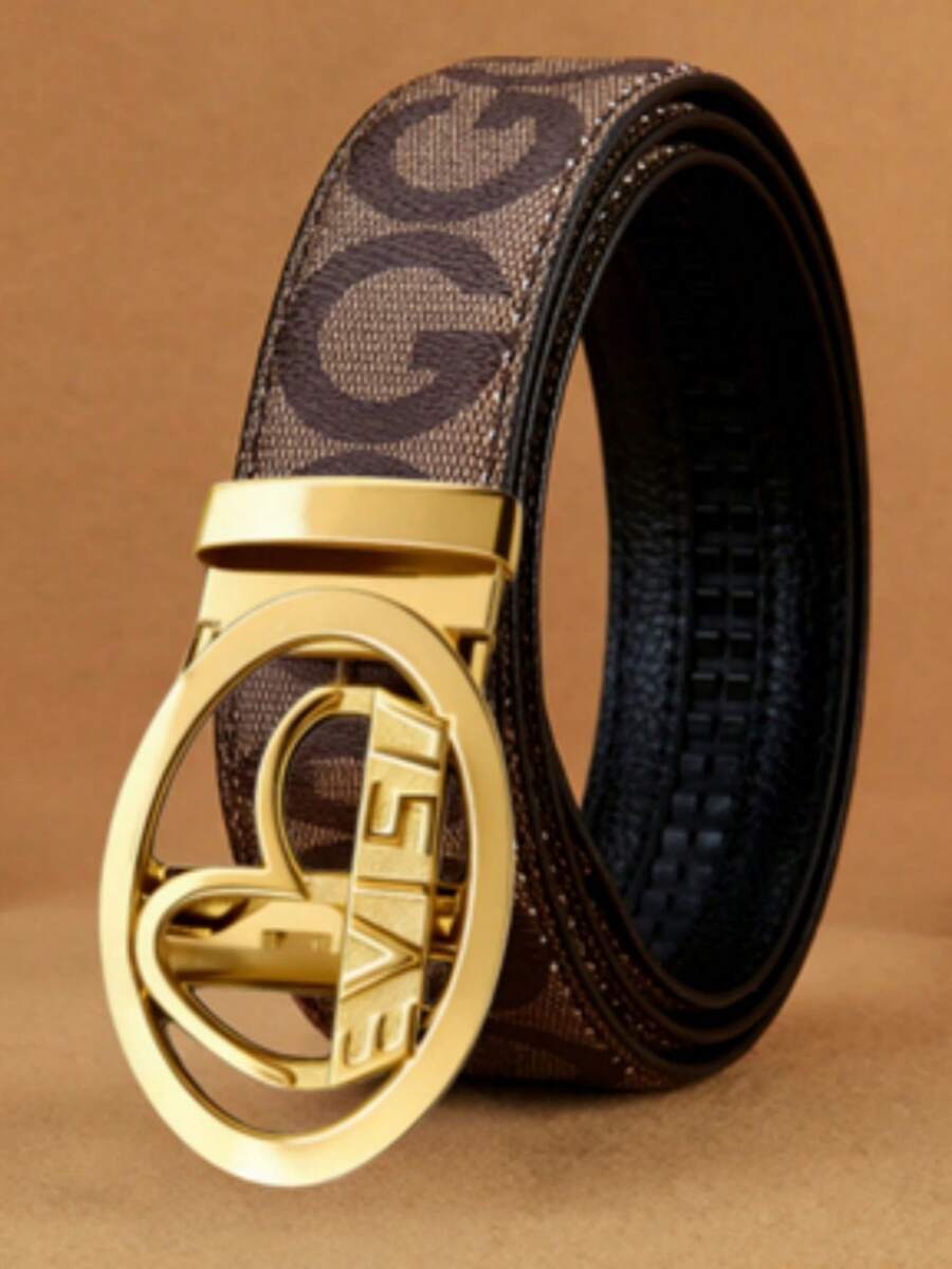 Cinturón automático de alta calidad para hombres de negocios, cinturón de moda con diseño de letra G, cinturón casual y versátil, opción ideal de regalo para ocasiones especiales - Multicolor - Ver 1