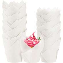 100/200 chiếc giấy lót bánh cupcake hình hoa tulip chống dầu mỡ, kích thước tiêu chuẩn, dùng để nướng bánh cupcake trong các dịp cưới hỏi, sinh nhật, kỷ niệm, tiệc tùng, Giáng sinh (Nâu, Màu tự nhiên, Trắng) - Xem 14
