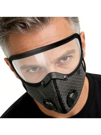 1 pieza Máscara exterior desmontable, a prueba de polvo, reutilizable, unisex, con patrón geométrico, cierre de gancho y bucle, se requiere lavado a mano